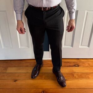 Ralph Lauren Charcoal Windowpane Wool Dress Pants